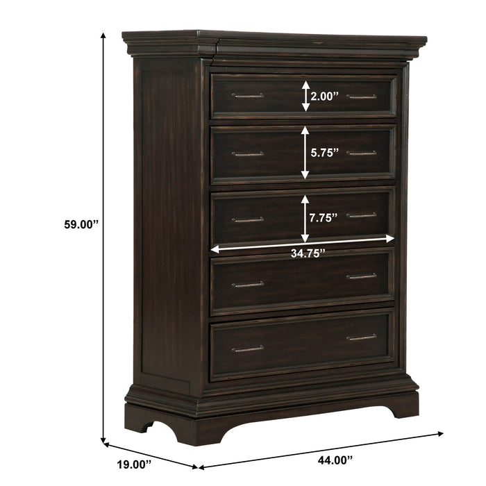 Caldwell - 6 Drawer Chest - Deep Brown
