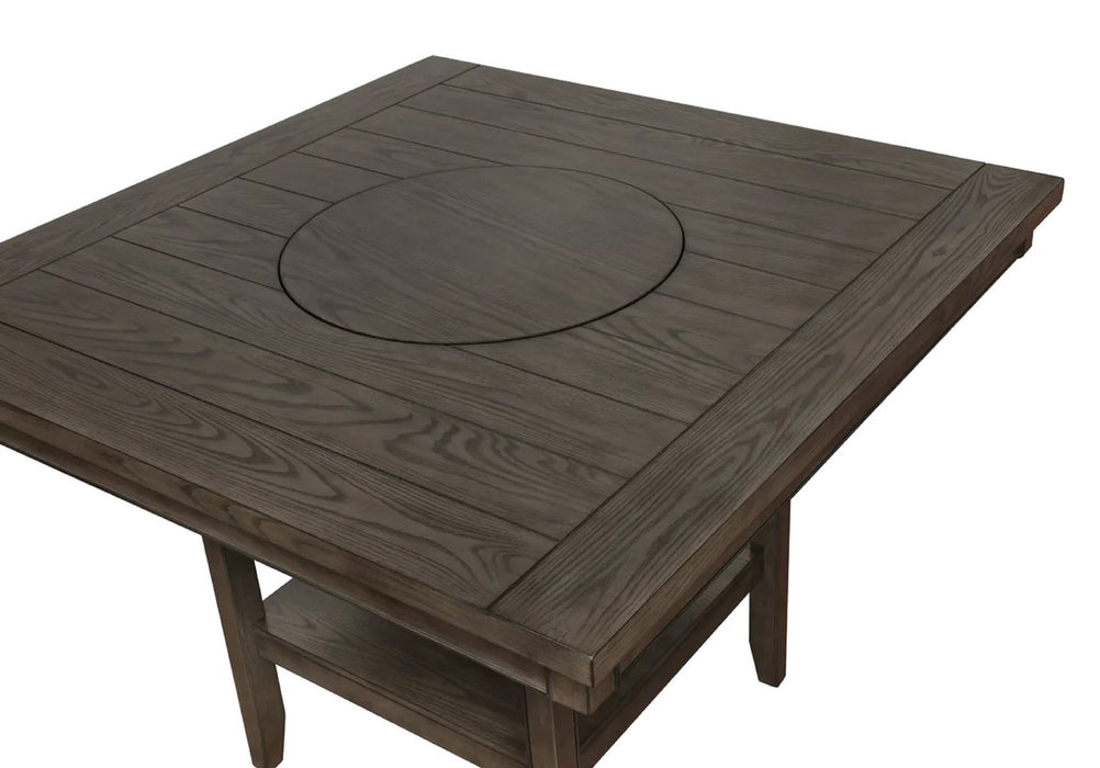 Contemporary Transitional Counter Height Dining Table With 20" Lazy Susan Gray Finish Wooden Wood Veneers Solid Wood Dining Room Furniture