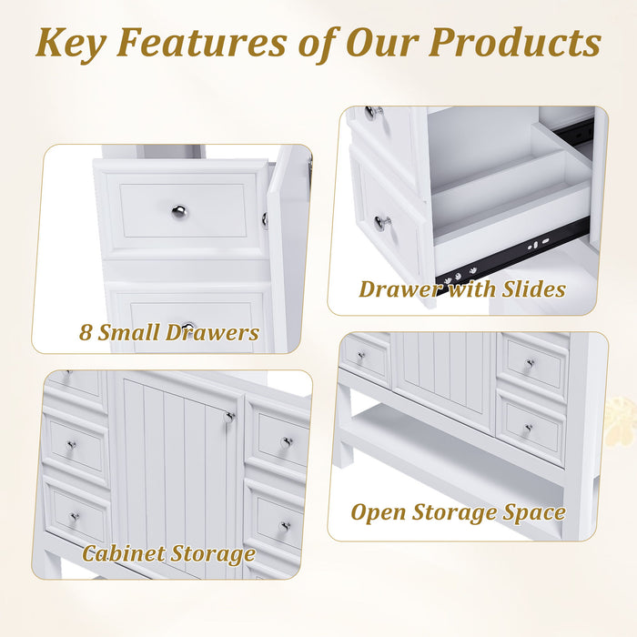 36" Bathroom Vanity With 1 Cabinet And 3 Drawers 1, Storage Solution - White