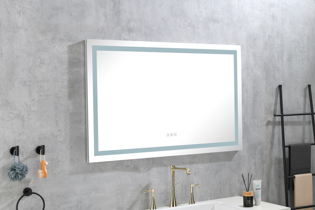 Frameless LED Single Bathroom Vanity Mirror In Polished Crystal Bathroom Vanity LED Mirror With 3 Color Lights Mirror For Bathroom - Saddle Gray