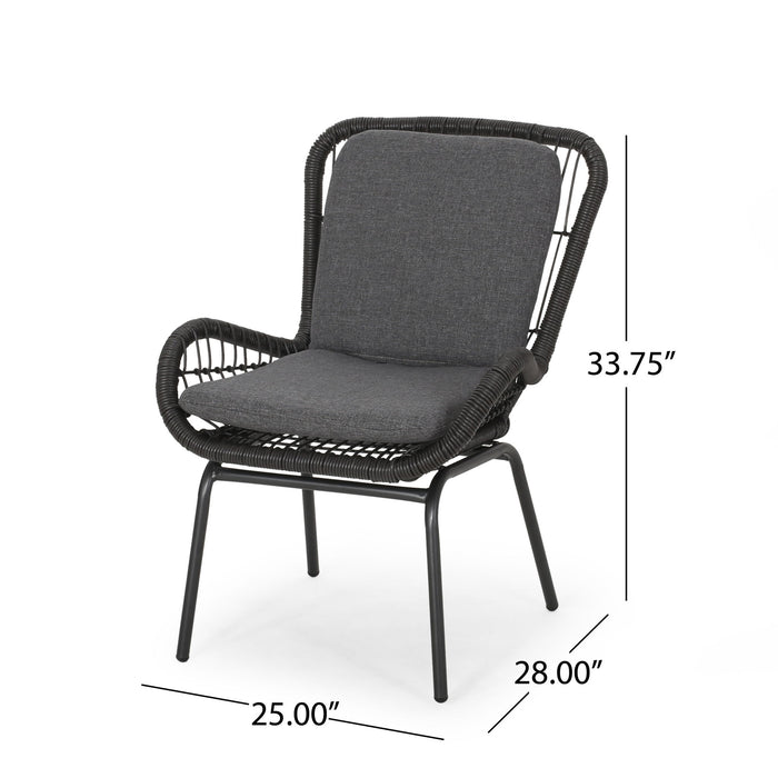 Outdoor Wicker Club Chair With Cushions (Set of 2)
