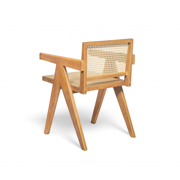 Chandigarh Arm Dining Chair With Natural Cane Design (Set of 2)