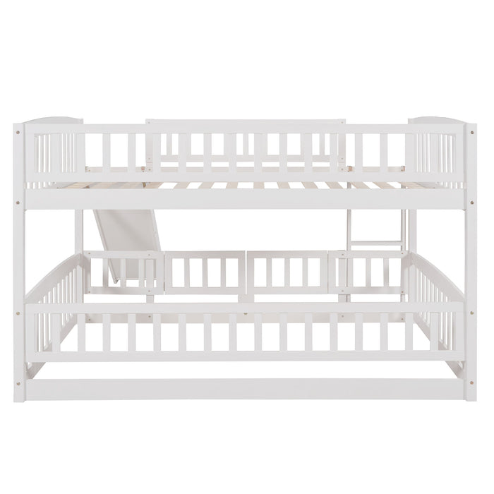 Low Bunk Bed With Slide, Fence And Ladder