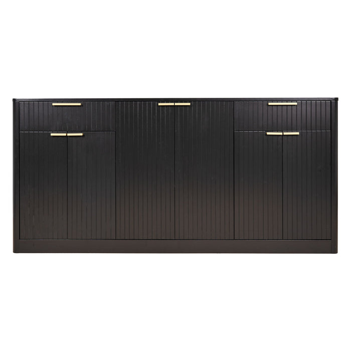 Large Fluted Buffet Sideboard, Wine Bar Storage Cabinet With 6 Doors & 2 Drawers