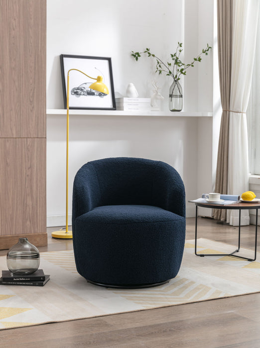 Teddy Fabric Swivel Accent Armchair Barrel Chair With Powder Coating Metal Ring