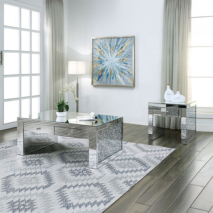 Noralie - 24" Square End Table - Mirrored & Faux Diamonds