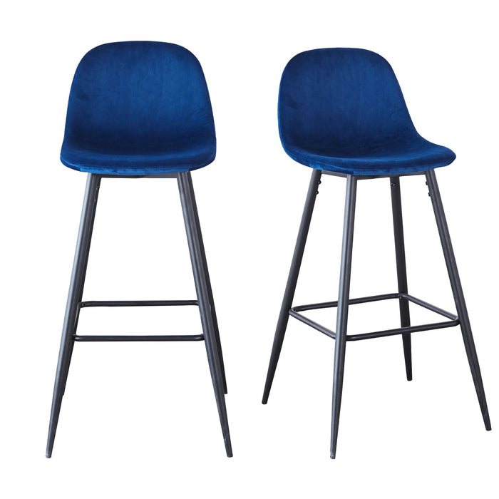 Velvet Barstool With Back (Set of 2)