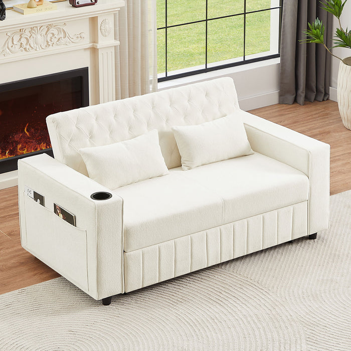 Pull-Out Sofa Bed Convertible Couch With Adjustable Backrest For Living Room