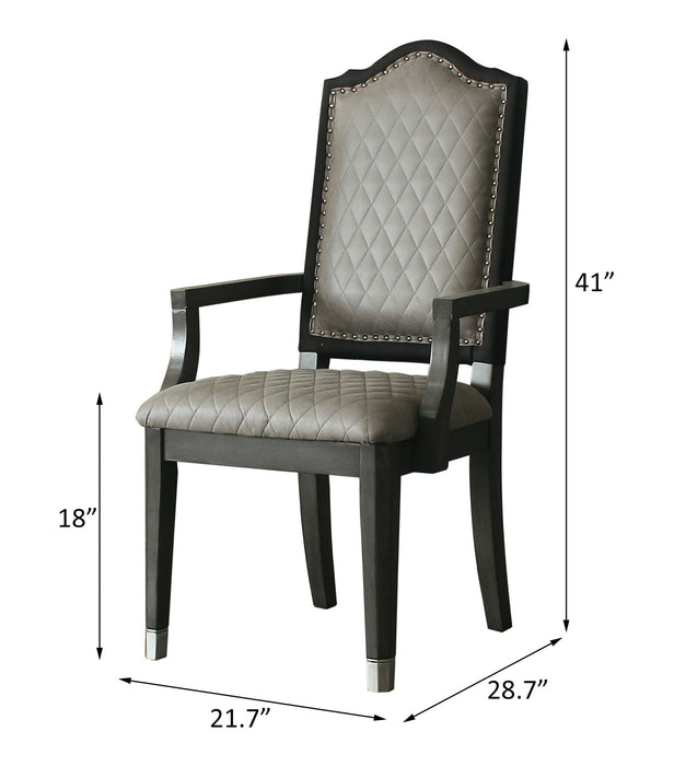 House Beatrice - Arm Chair Set of 2) - Two Tone Gray Fabric & Charcoal