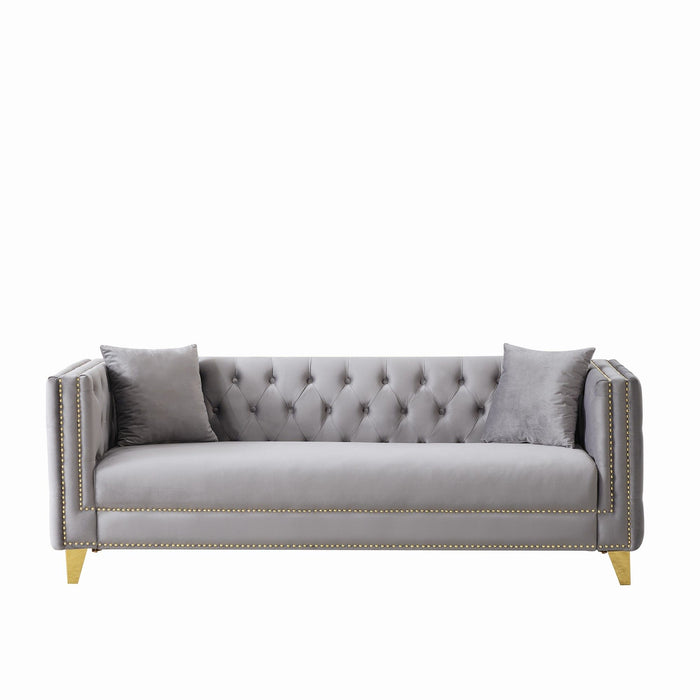 Deep Seat Sofa With Button Nailhead, Square Arm Couches