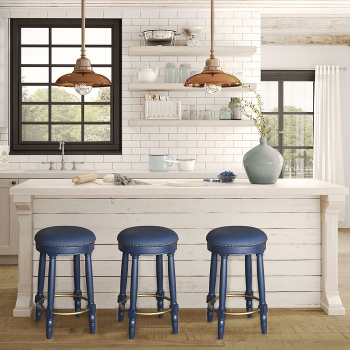 360° Swivel Wooden Barstools With Upholstered Seat, Counter Height (Set of 2)