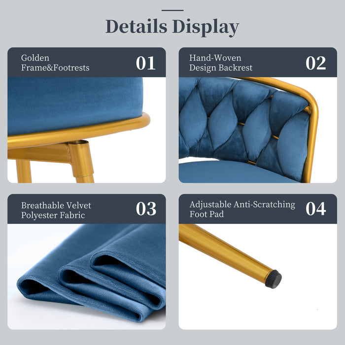 Modern Low Back Upholstered Counter Height Bar Stools (Set of 2)