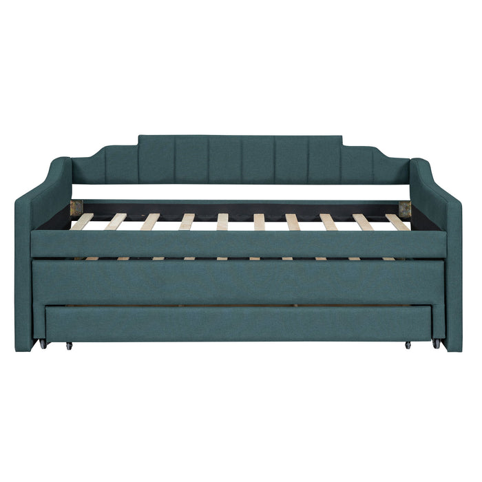 Upholstered Simple Design Daybed With Trundle And 3 Drawers