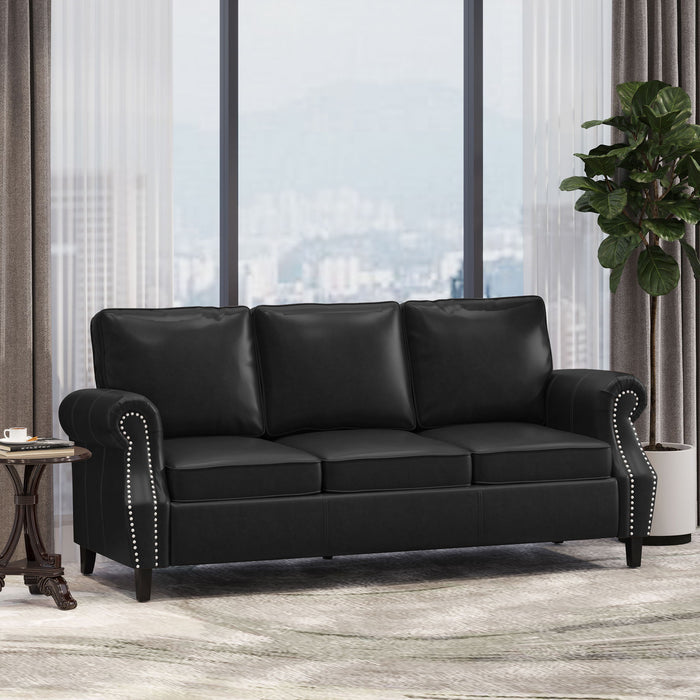 Contemporary 3 Seater Sofa With Nailhead Trim