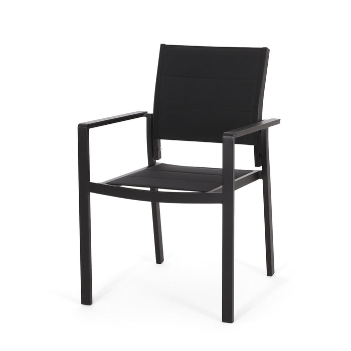 Baird - Outdoor Mesh And Aluminum Dining Chairs - Black