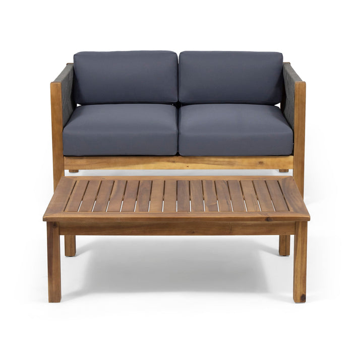 Charlotte - Outdoor And Rope 4 Seater Chat Set With Cushions - Teak