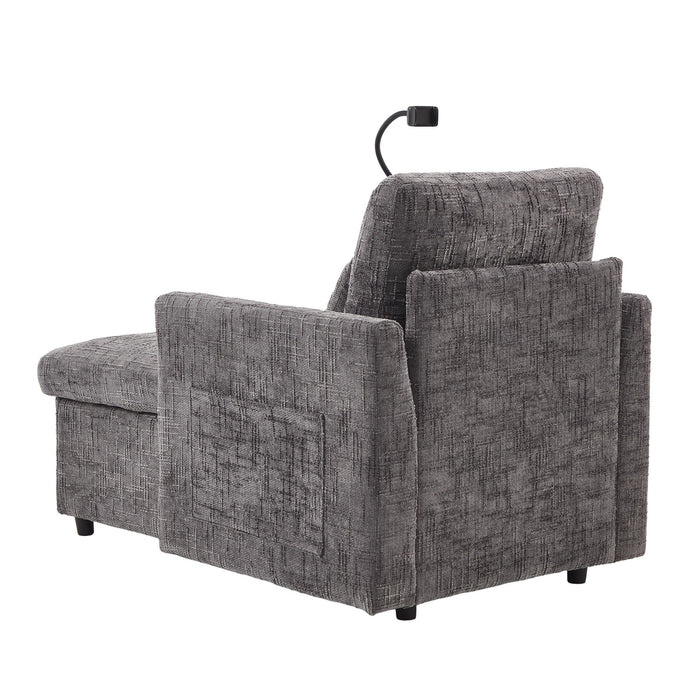 Multifunctional Chenille Recliner Sofa With Storage And Phone Bracket