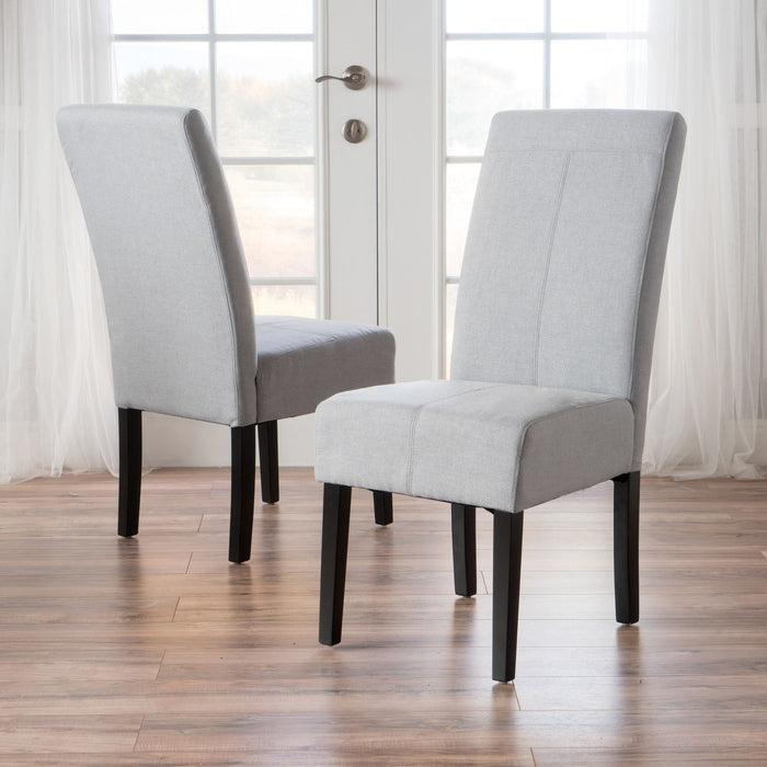 Amaranthine - Upholstered Dining Chair With High Back And Wood Legs (Set of 2) - Light Gray