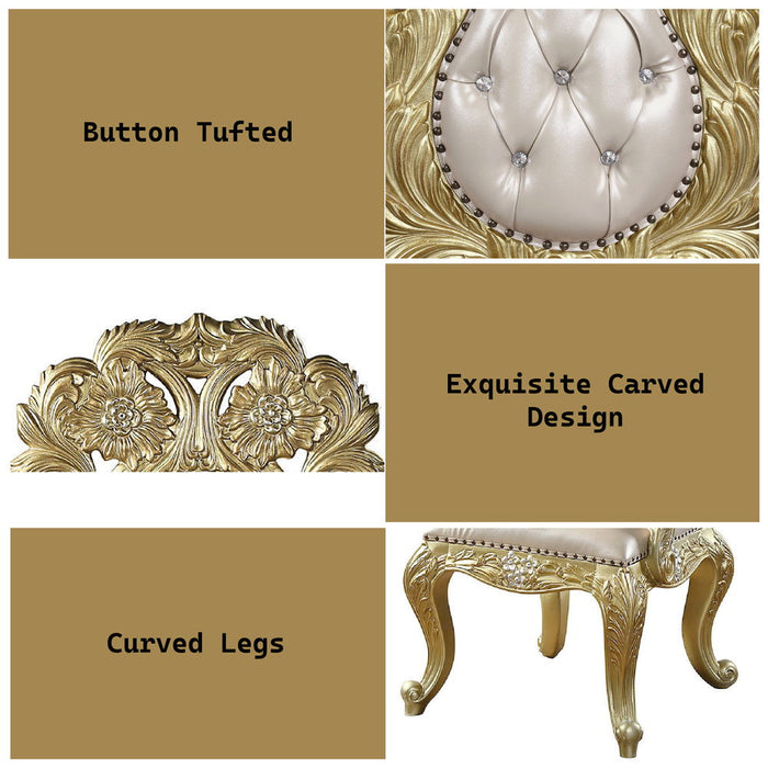 Cabriole - Arm Chair Set of 2) - Light Gold Synthetic Leather & Gold