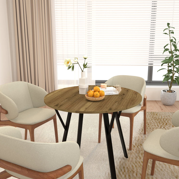 Round Dining Table, For 2 - 4 People - Rustic Brown