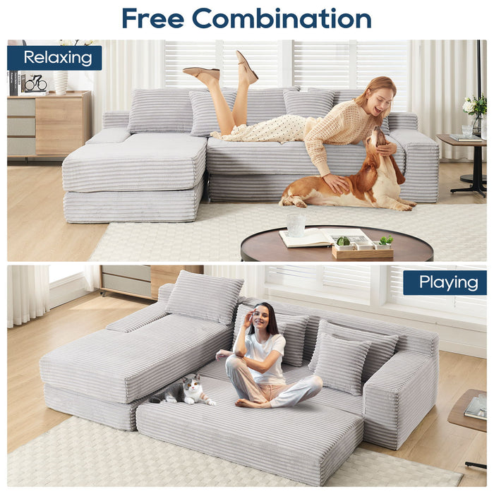 Modern L - Shaped Sectional Couch With Memory Foam