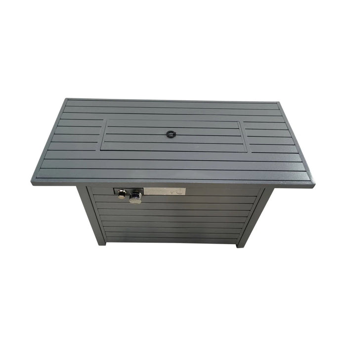 Sleek Outdoor Gas Fire Pit Table With Durable Construction And Lid - Gray