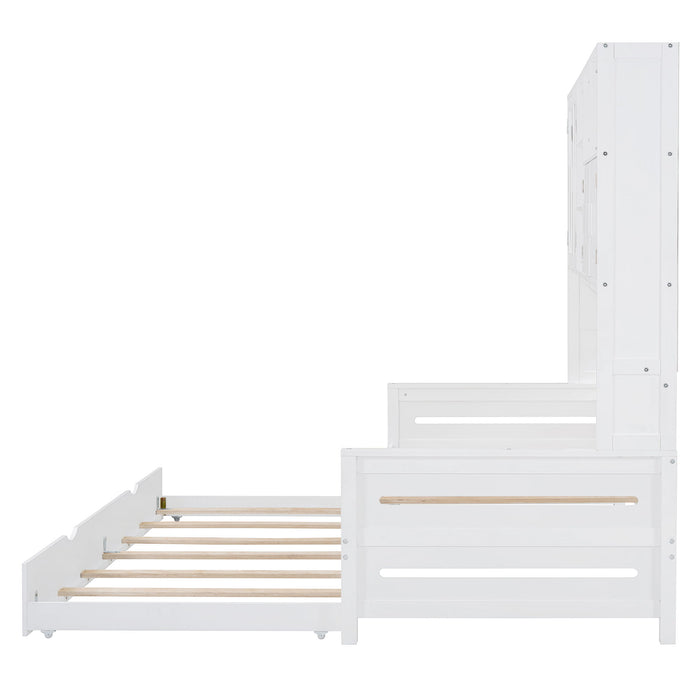 Daybed With All-In-One Cabinet And Shelf