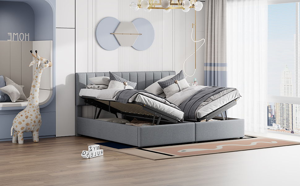 Upholstered Platform Bed With A Hydraulic Storage System