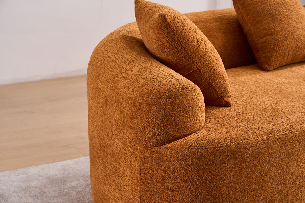 4 Seater Sofa With Chenille Fabric, 30D, 60 Hardness Full Sponge, 4 Pillow For Living Room, Home Furniture Sleeper Sectional Sofa For Apartment