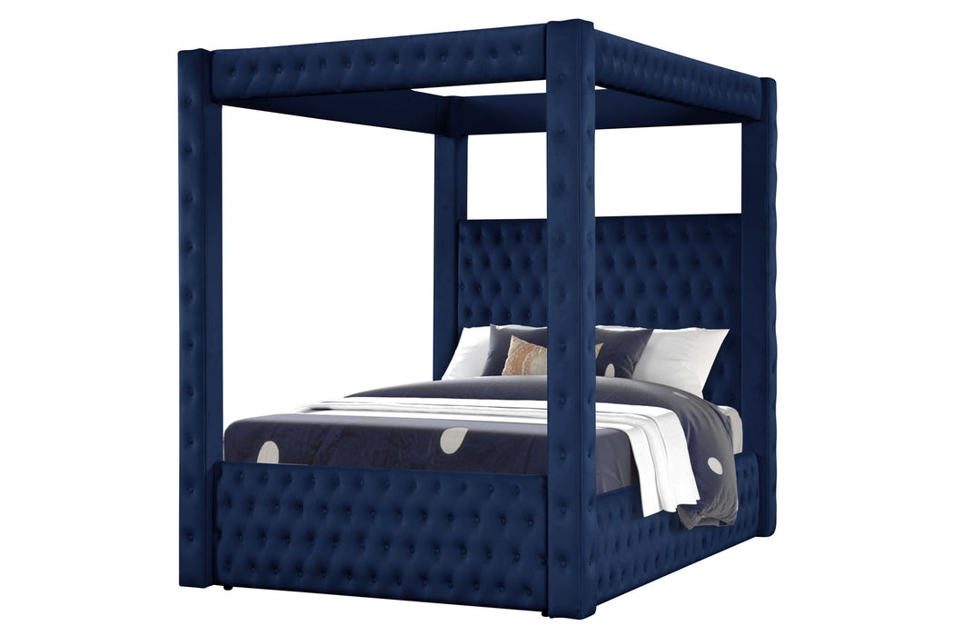 Monica Luxurious Four - Poster King 5 Pieces Vanity Bedroom Set Made With Wood In Navy