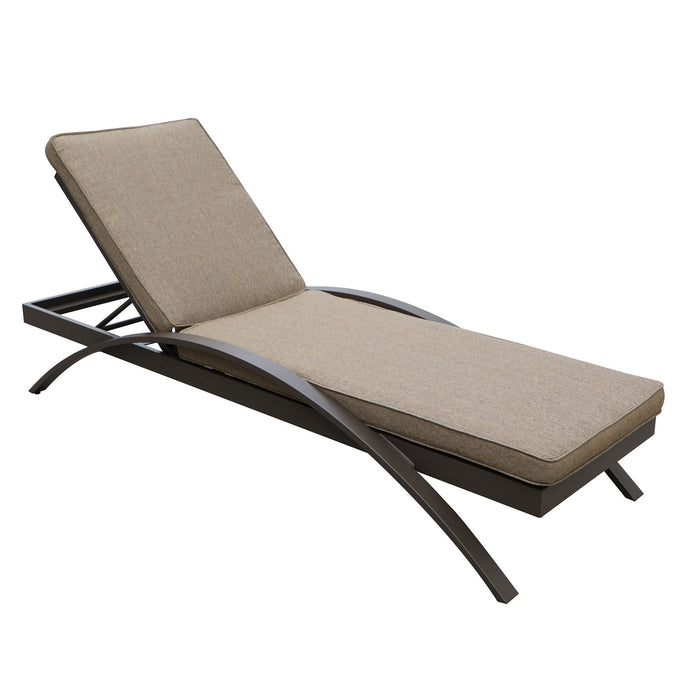 Colorado Outdoor Patio Furniture - 2 X Brown Aluminum Adjustable Poolside Chaise Lounge Chair With Chocolate Cushions