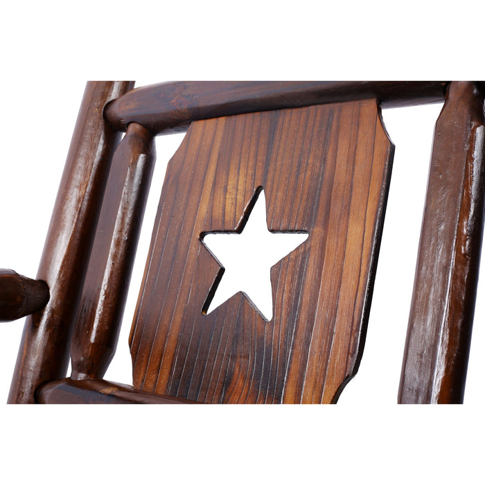 Rustic Outdoor Wood Rocking Bench Double Rocking Chair For 2 Persons With Curved Seat, Porch Rocker - Brown