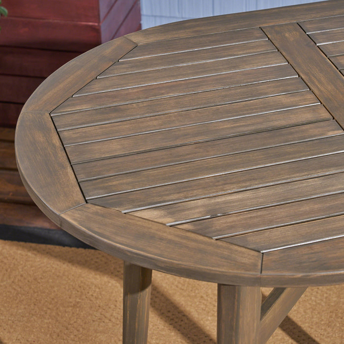 Outdoor Acacia Wood Bar Table With Slat Top