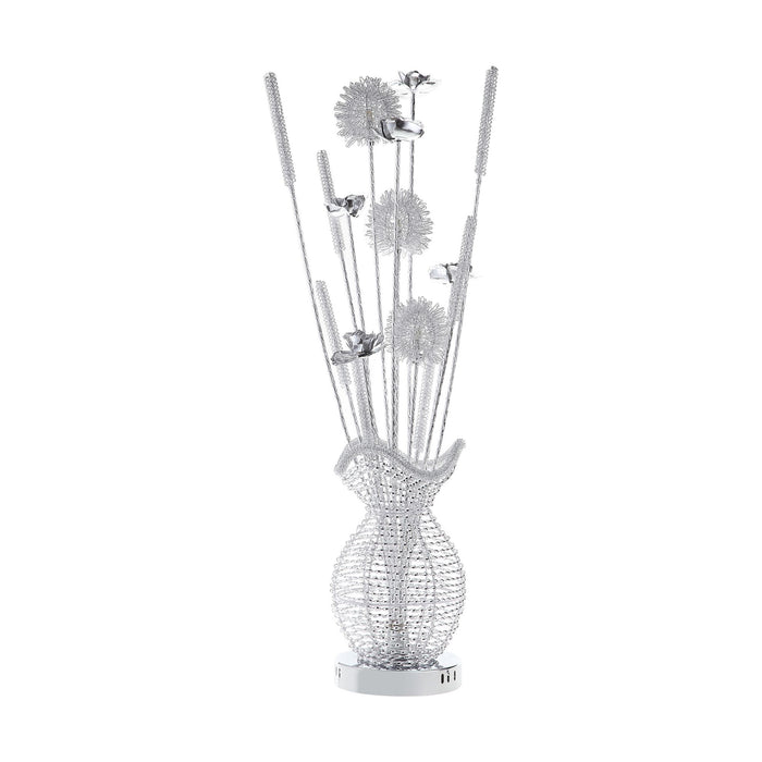 Ultra - Modern Table Lamp, LED Night Light Chrome Finish Metal Base Luxury Lamp Ornamental Style Filament Styled Flowers Living Room Lamp, Bedroom Lamp