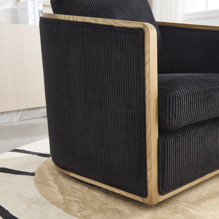 Corduroy Barrel Chair, 360 Degree Swivel