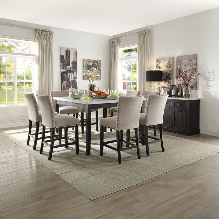 Nolan - Counter Height Chair Set of 2) - Beige Linen & Salvage Dark Oak