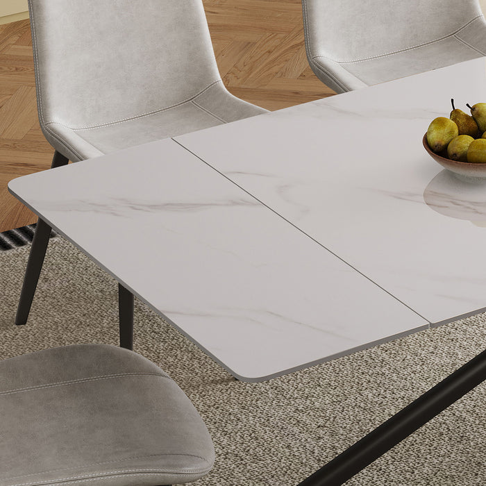 Retractable Sintered Stone Dining Table Set With Chairs