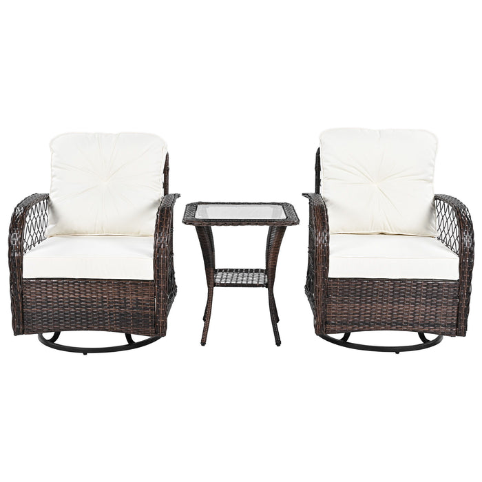 3 Piece Outdoor Chair & Table Set Chat Set, 2 Person Rattan Seating Group