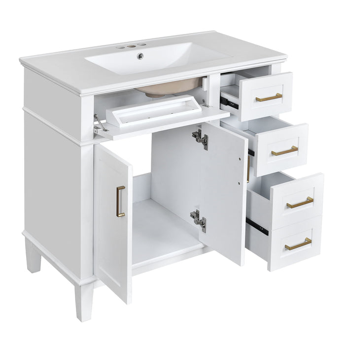 Modern Bathroom Vanity With Ceramic Sink, Soft Close Storage Cabinet