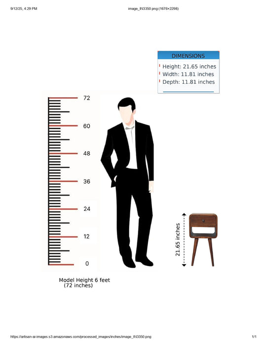 Mini Chestnut Curve Lower Bedside Nifhtstand