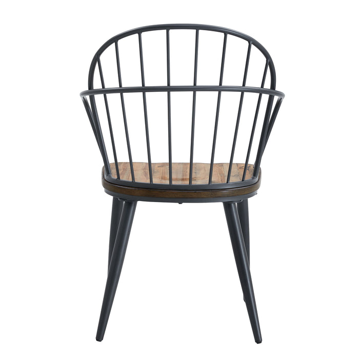 Industrial Inspired Indoor Dining Chair With Metal Legs And Birch (Set of 2) - Black / Natural