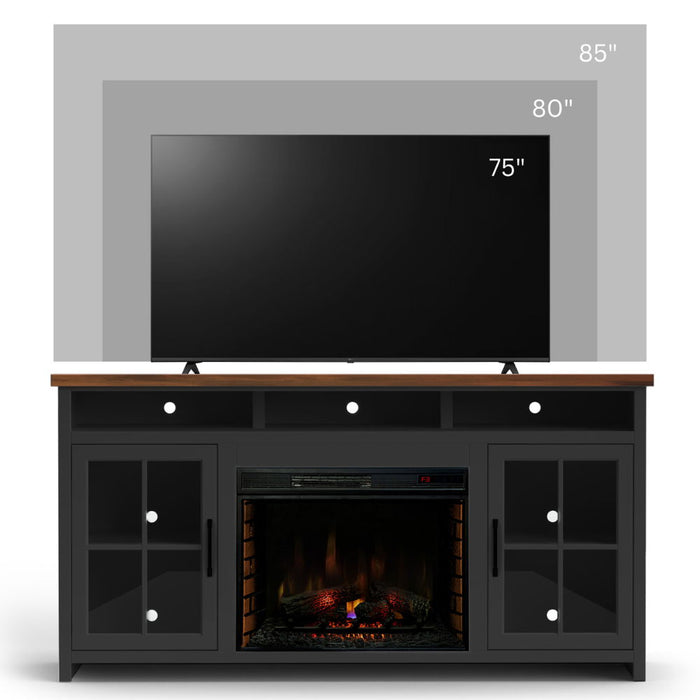 Essex - Fireplace TV Stand Console For TVs Up To 85" - Black, Whiskey