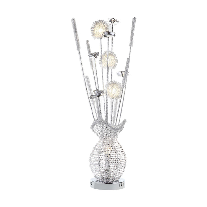 Ultra - Modern Table Lamp, LED Night Light Chrome Finish Metal Base Luxury Lamp Ornamental Style Filament Styled Flowers Living Room Lamp, Bedroom Lamp