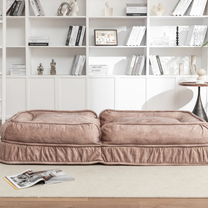 Upholstered Human Dog Bed And Pets, Bean Bag Floor Sofa With Massage Pillow, 5 Adjustable Positions & 2 Soft Pillows