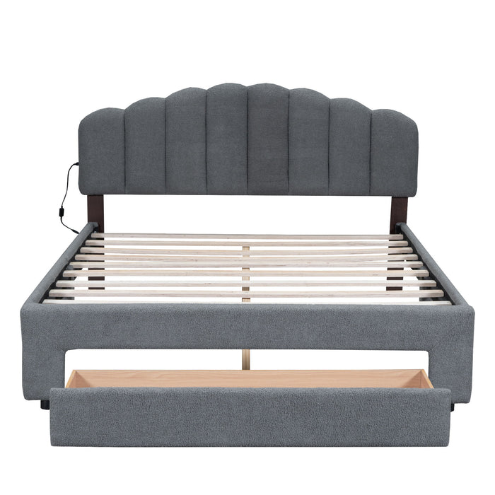 Upholstered Platform Bed With Drawer