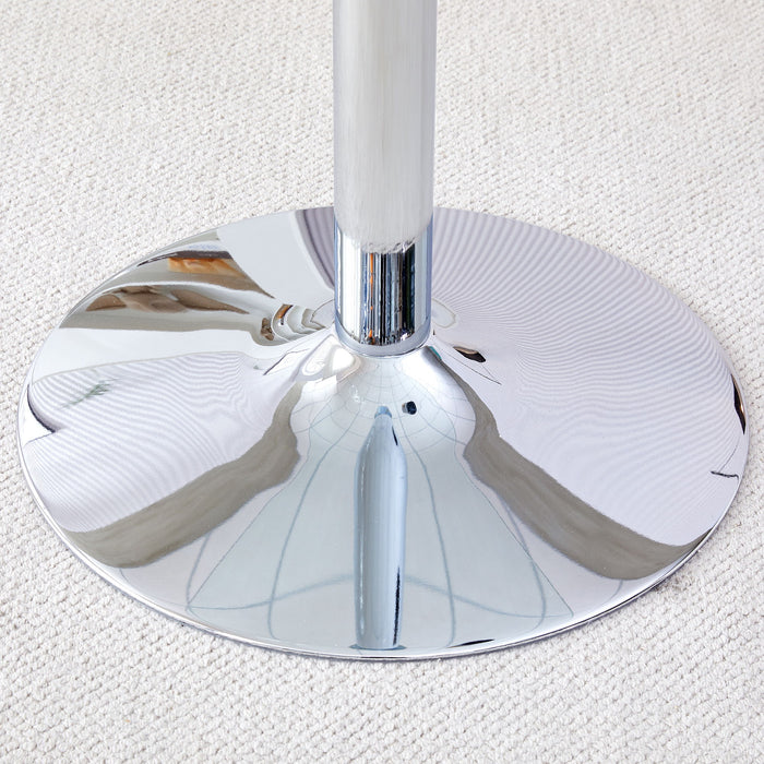 Modern Minimalist Circular Glass Dining Table With Electroplated Metal Legs 35" Diameter - Transparent