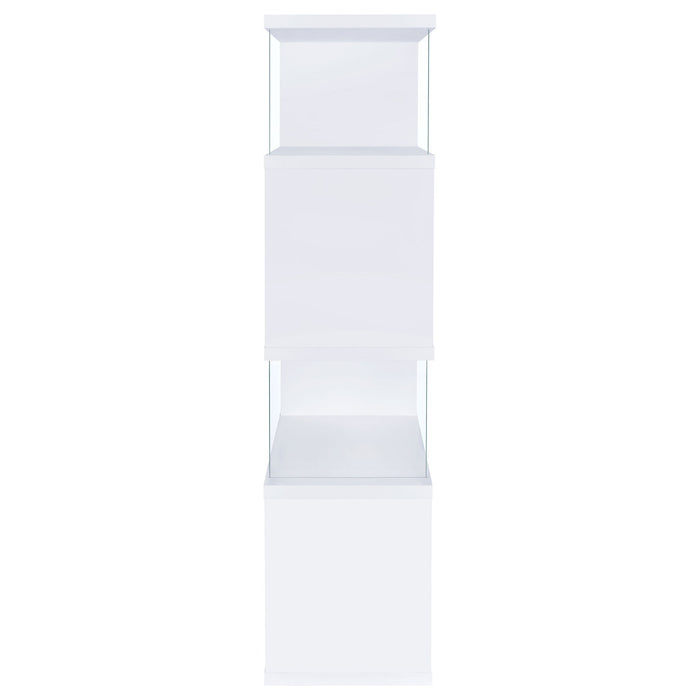 Emelle 63-inch 4-shelf Glass Panel Bookshelf White