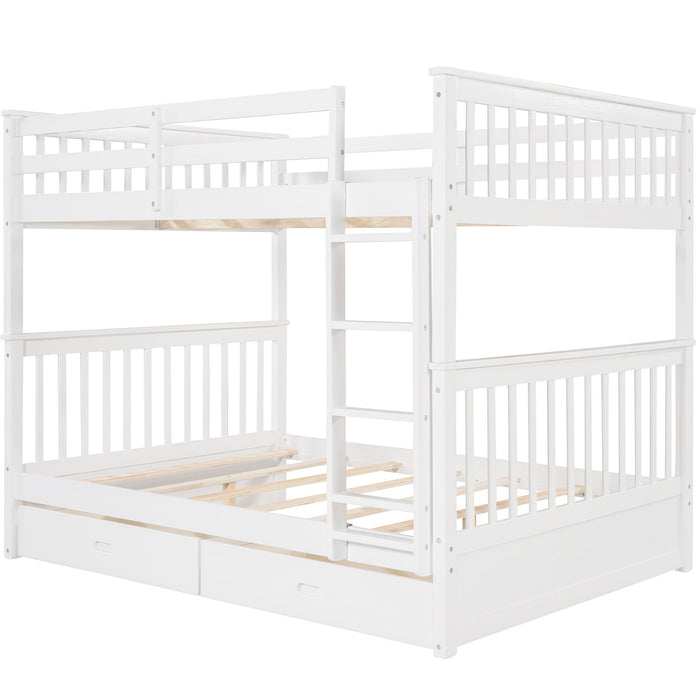 Bunk Bed With Ladders And 2 Storage Drawers