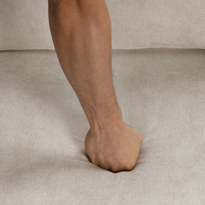 Upholstered 3 Seater Curved Sofa With Printed Pillows Chenille