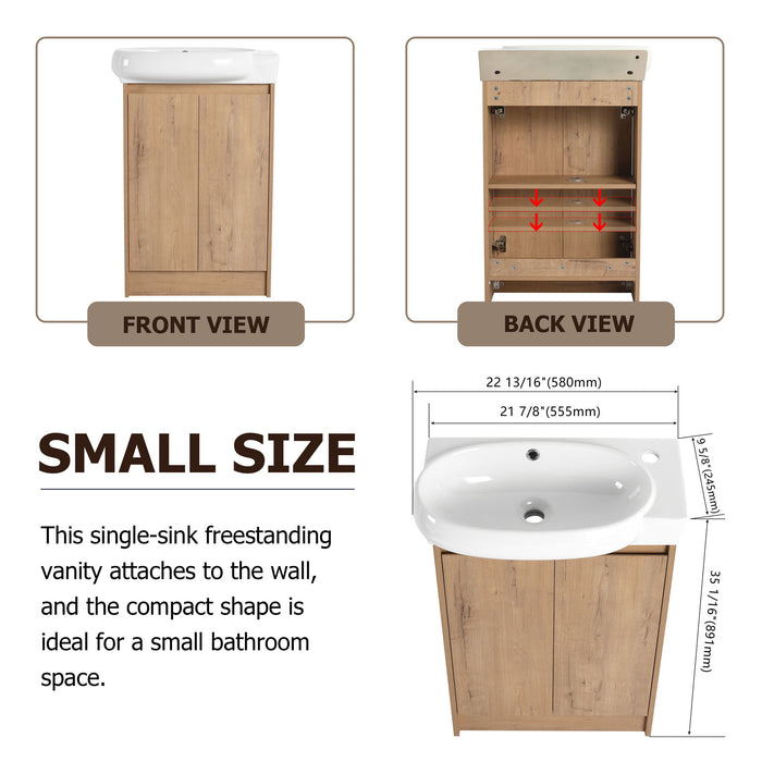 Freestanding Bathroom Vanity With Sink And Storage Rack, Soft Close Doors Base With Basin